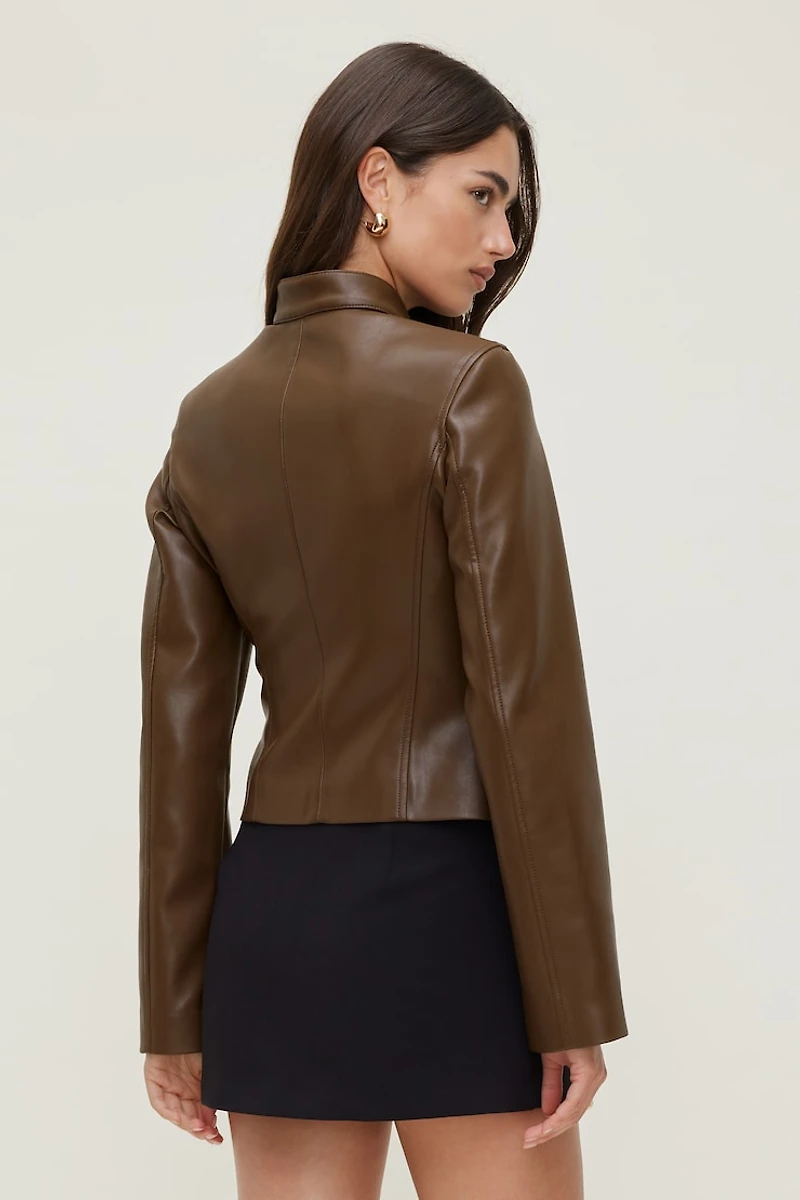 Slim Fit Faux Leather Moto Jacket