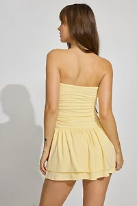 Flirty Hem Tube Romper Dress