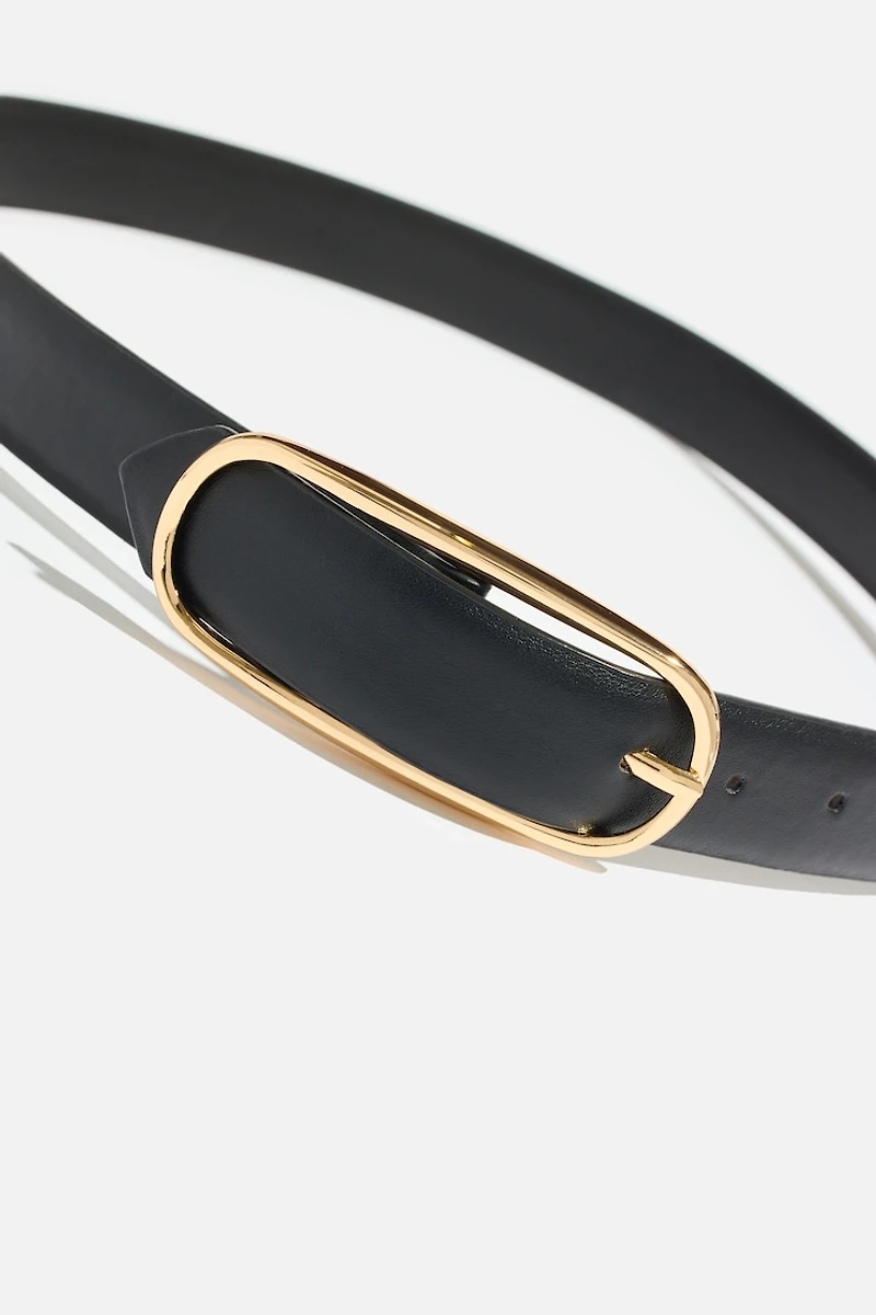 Oval Slim Faux Leather Belt
