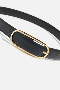 Oval Slim Faux Leather Belt
