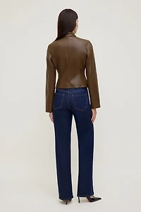 Slim Fit Faux Leather Moto Jacket