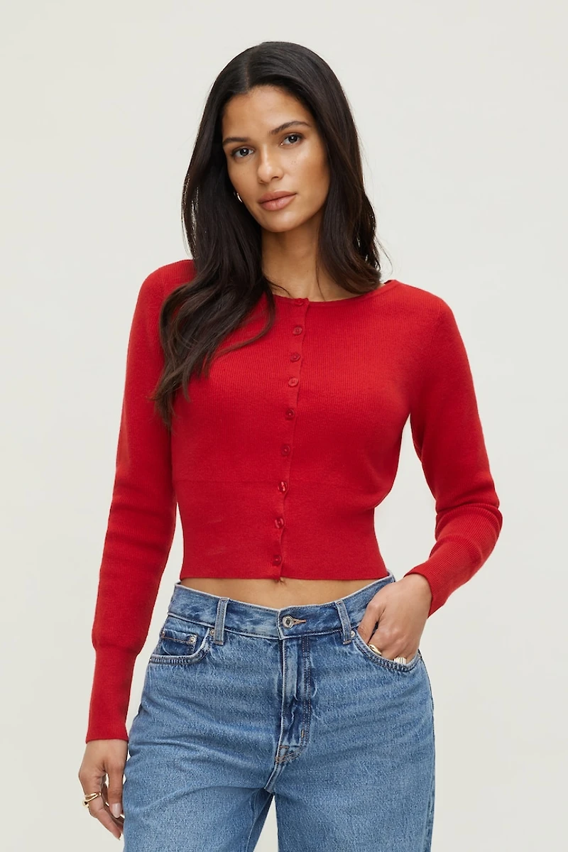 Sara Ribbed Cinch Hem Cardigan