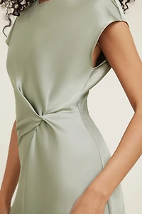 Knotted Satin Mini Dress