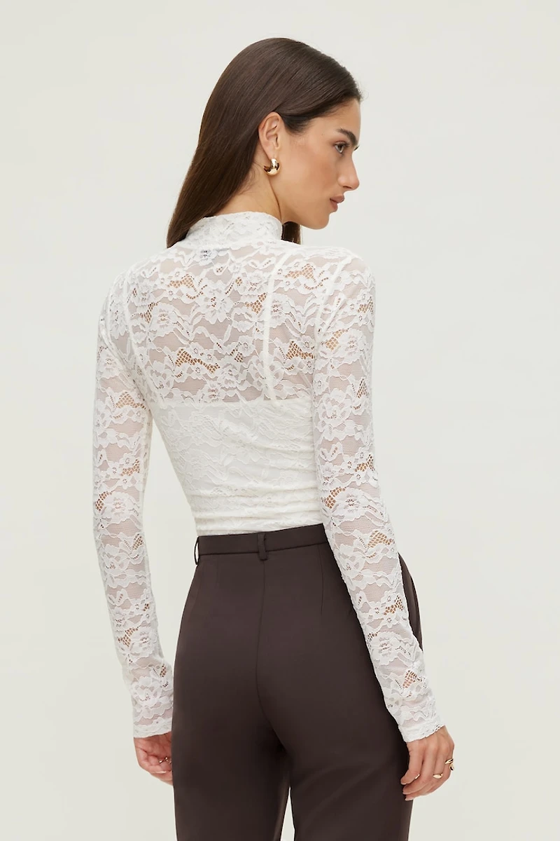 Mock Neck Lace Bodysuit