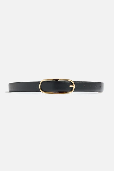 Oval Slim Faux Leather Belt