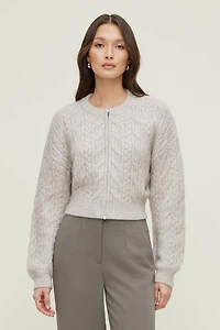 Cable Knit Zip Up Sweater