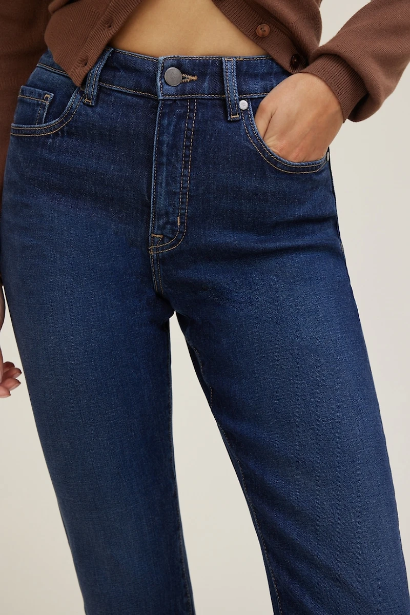 Jean extensible à taille haute et jambe ajustée Frenchie
