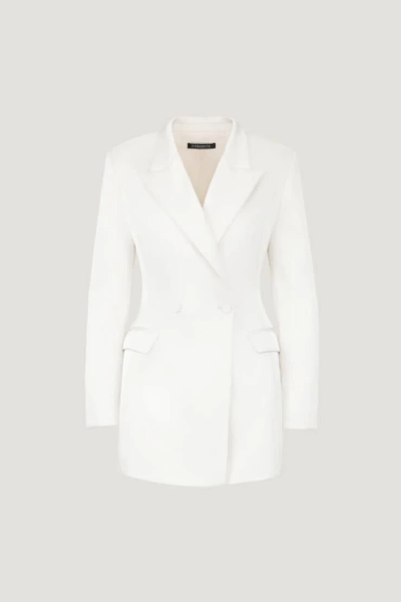 Chrishelle Satin Blazer Romper Mini Dress