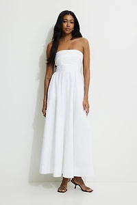 Pintuck Poplin Maxi Tube Dress