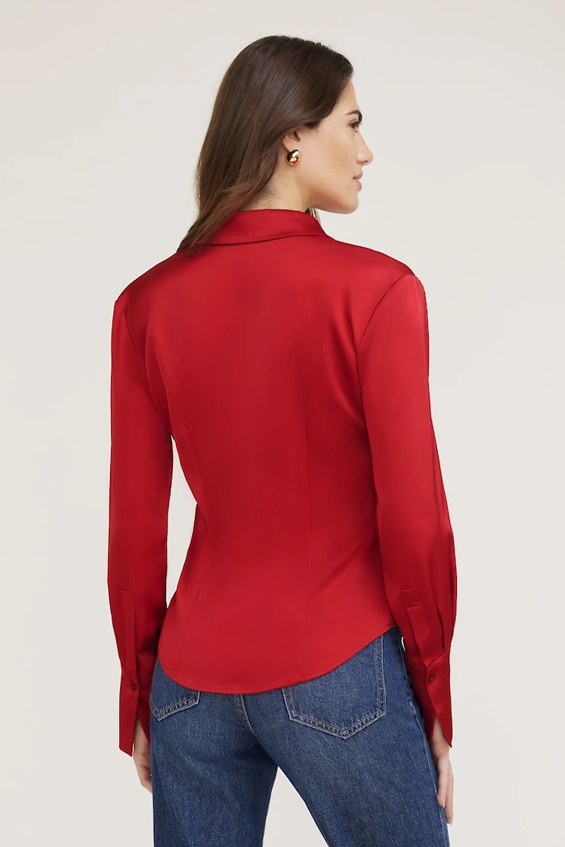 Eva Cinched Satin Shirt