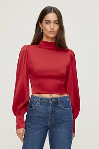 Open Back Satin Blouse
