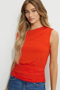 Draped Off Shoulder Jersey Top