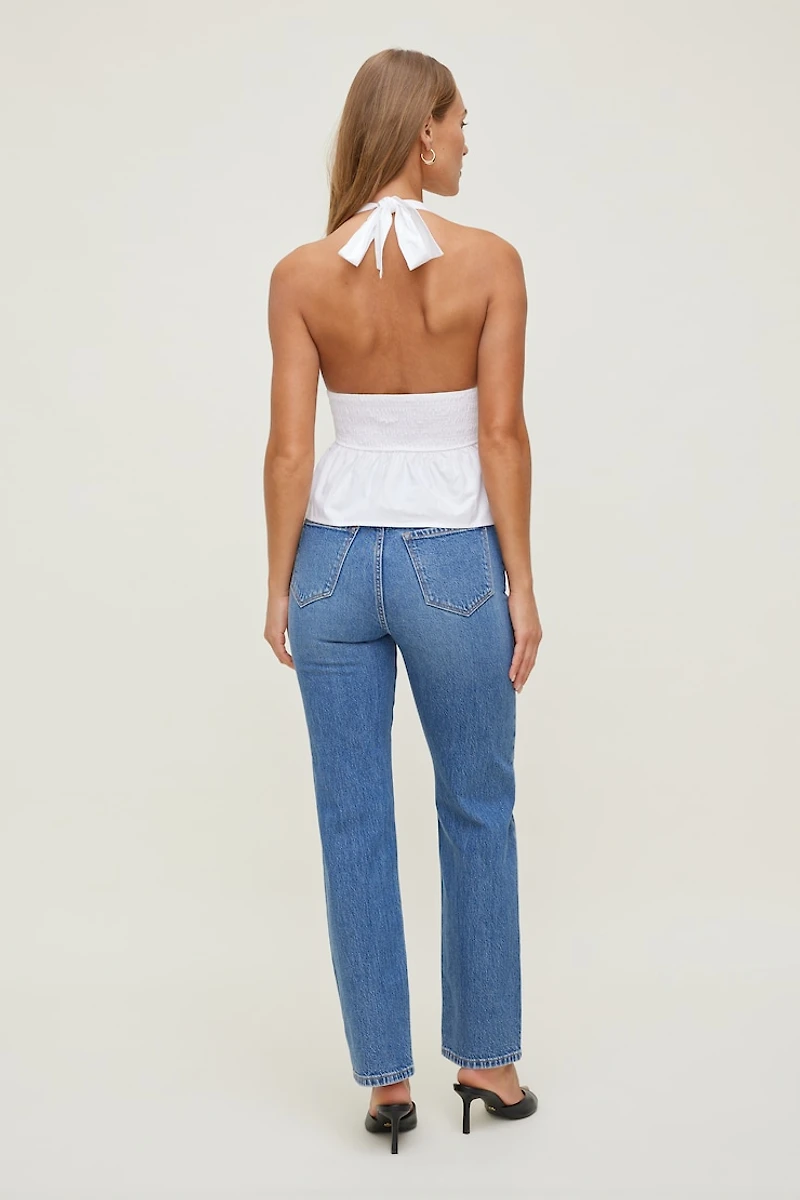 Haut à col licou en popeline Gemma