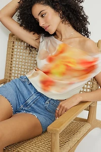 Printed Draped Off Shoulder Top
