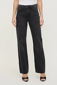 Jean rigide à taille haute et jambe droite Cara