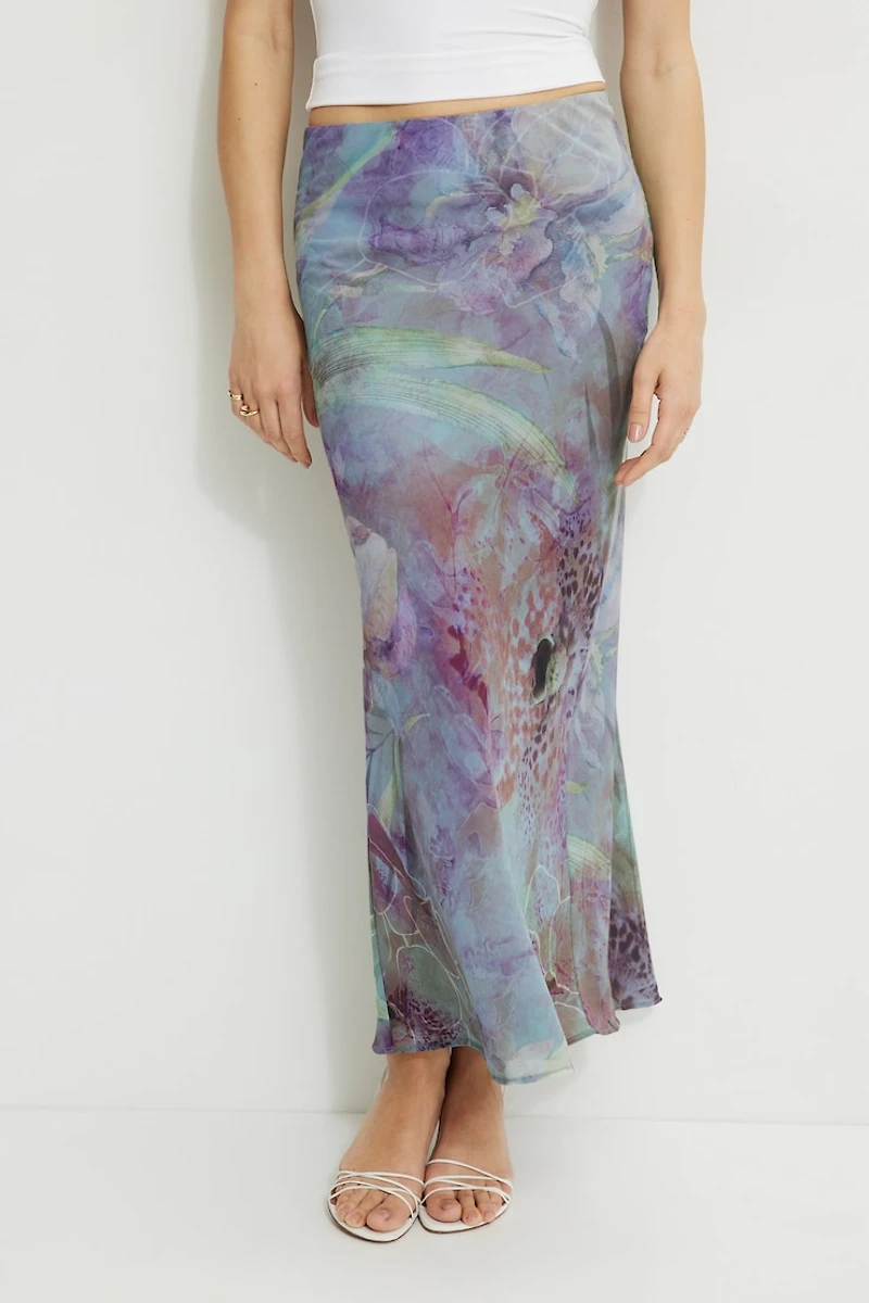 Jupe maxi imprimée style sirène