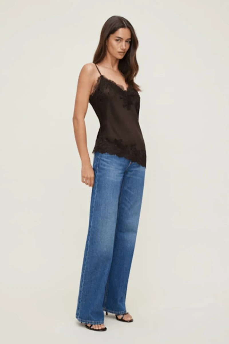 Cassie Asymmetric Lace Satin Cami