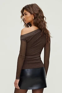 Cleo Printed Mesh Long Sleeve Top.