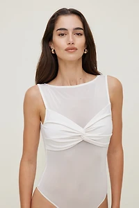 Justaucorps en maille diaphane