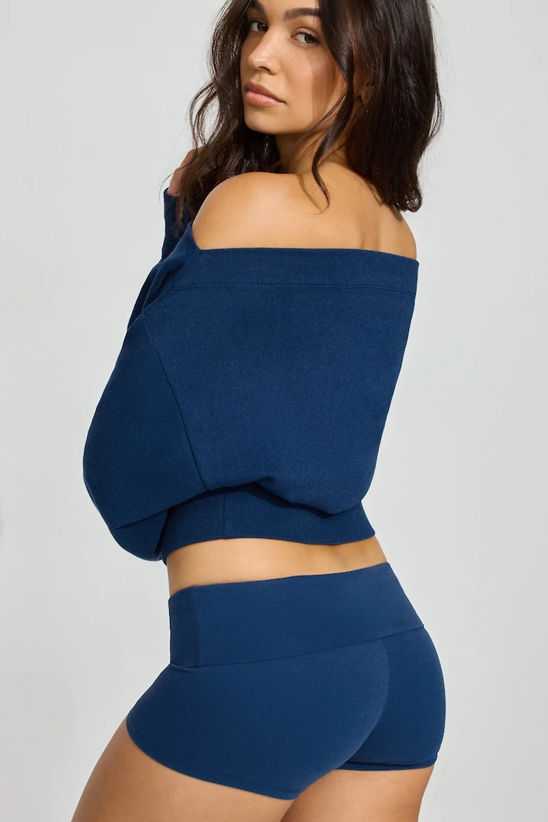 SoftTerry Rib Off Shoulder Sweater