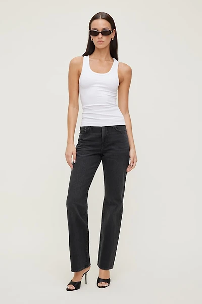 Jean rigide à taille haute et jambe droite Cara