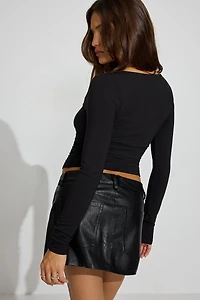 Smooth Open Neck Long Sleeve Tee