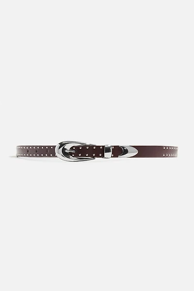 Studded Skinny Faux Leather Belt