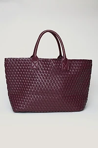 Oversized Woven Faux Leather Tote