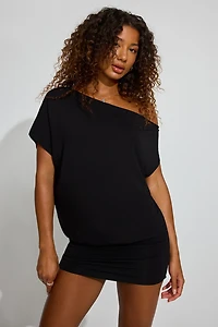 Off Shoulder Draped Mini Dress