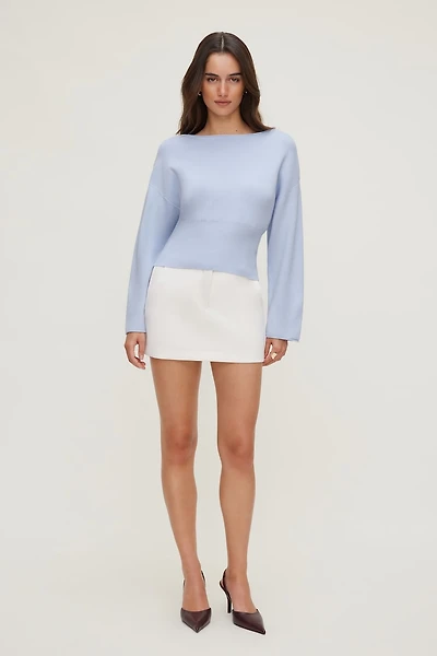 Cinched Boat Neck Sweater