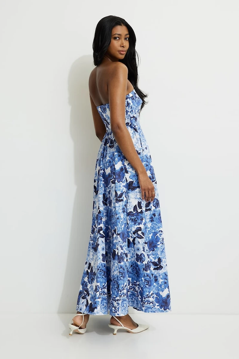 Pintuck Poplin Maxi Tube Dress