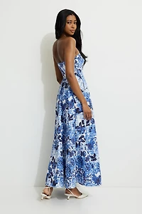 Pintuck Poplin Maxi Tube Dress