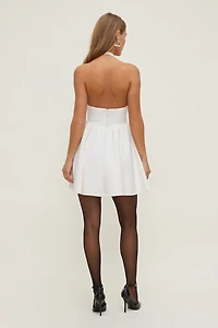 Plunging Flared Ponte Mini Dress