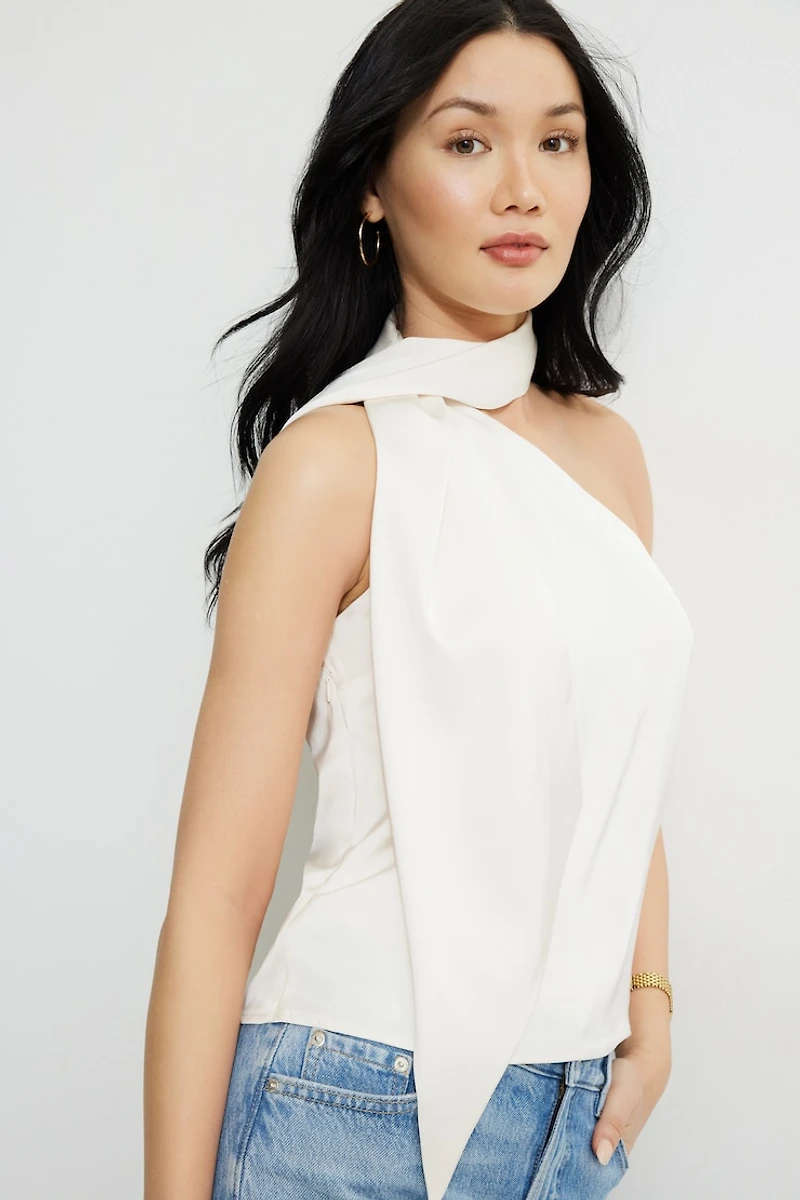 Neck Scarf Satin Top