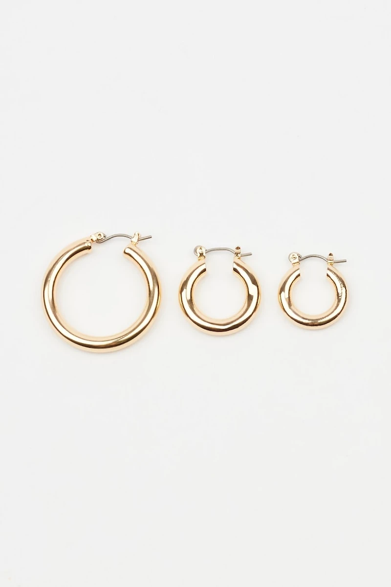 3 Pack Hoop Earrings