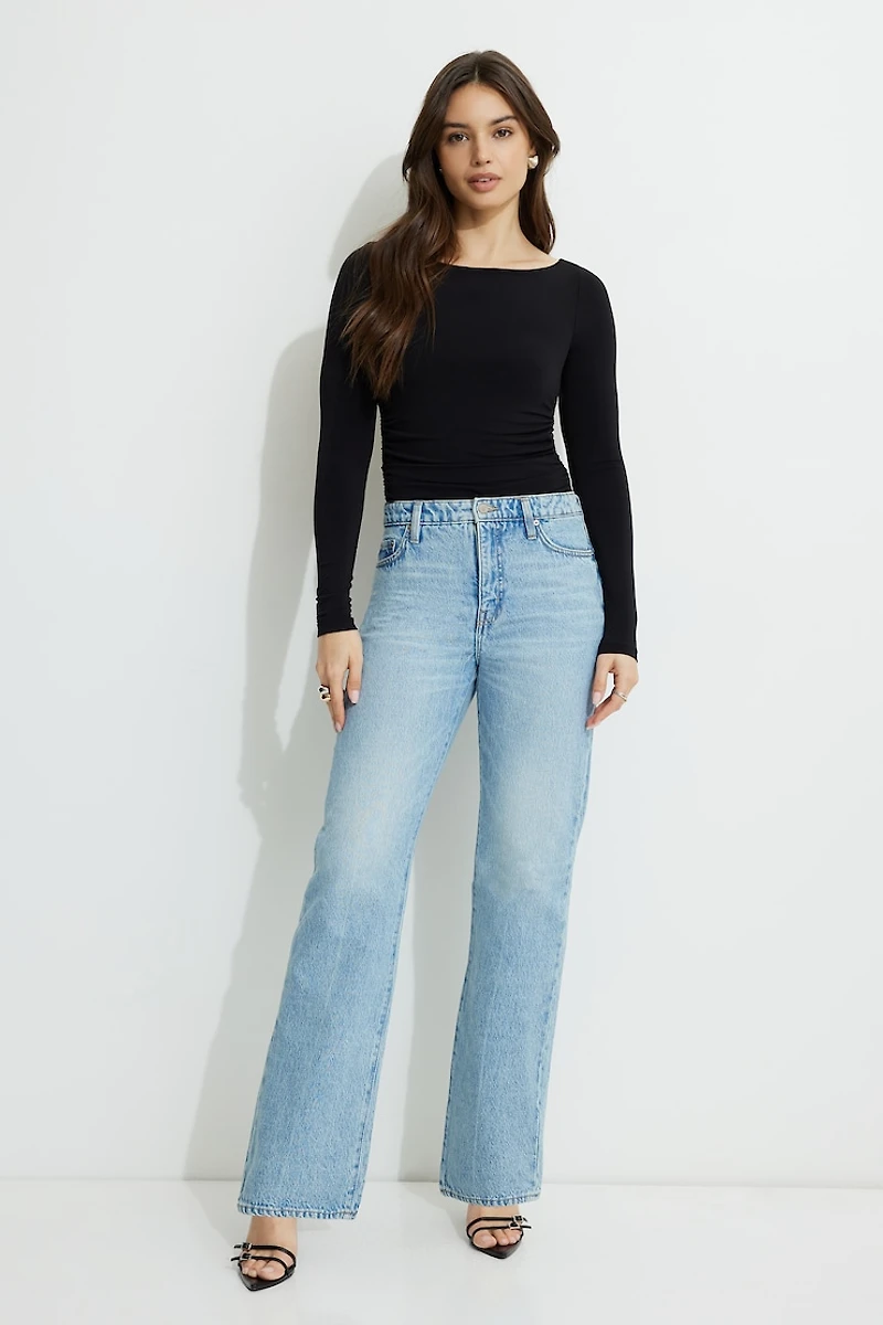 Shirred Open Back Jersey Bodysuit