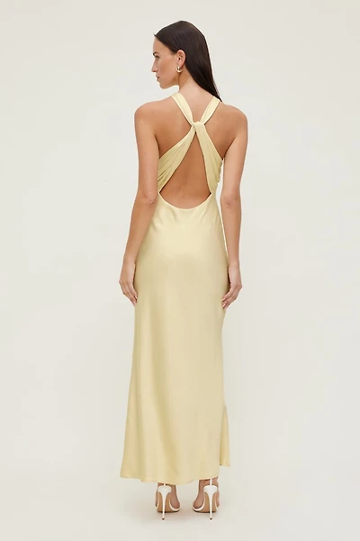 Twist Back Satin Maxi Dress