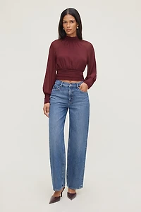 Mock Neck Chiffon Blouse