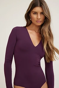 Justaucorps sculptant à col plongeant profond