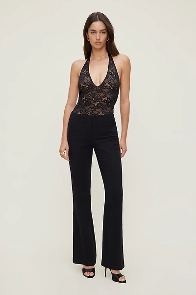 Lace Plunge Halter Bodysuit