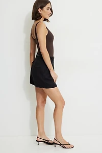 Pleated Mid-Thigh Shorts