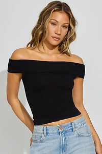Reya Fitted Off Shoulder Sweater
