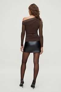 Cleo Printed Mesh Long Sleeve Top.