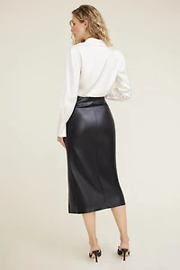 Marlow Faux Leather Midi Skirt