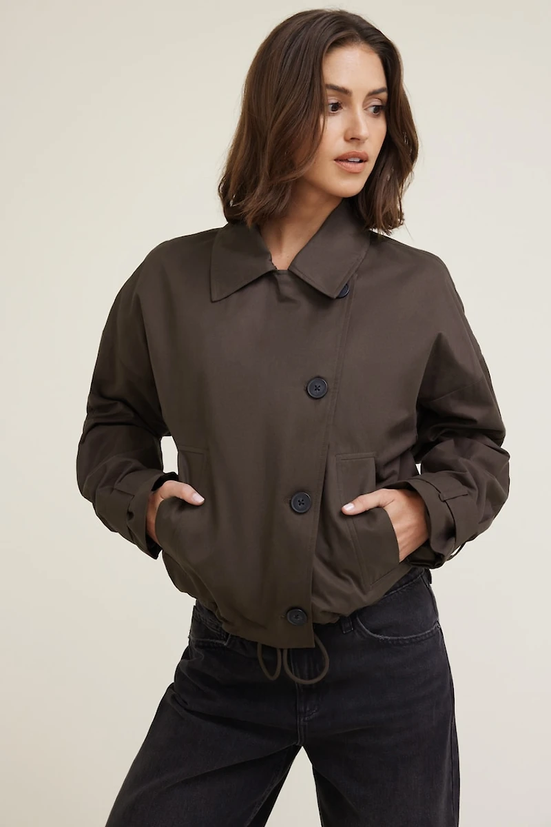 Asymmetric Short Trench Coat