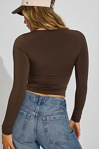 Plunge Neck Long Sleeve Top