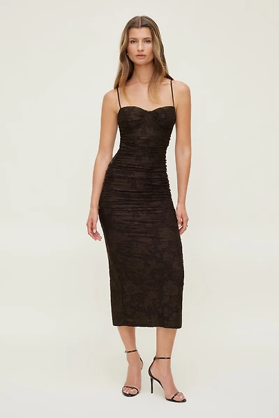 Jacquard Ruched Maxi Dress