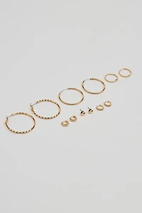6 Pack of Mini Studs & Thin Hoop Earrings