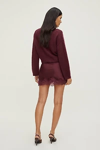 Lace Satin Mini Skirt