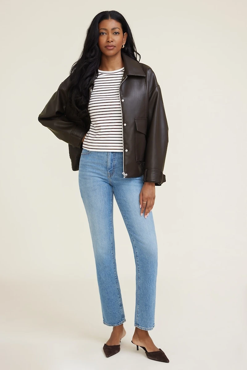 Striped Boxy Cotton Long Sleeve T Shirt